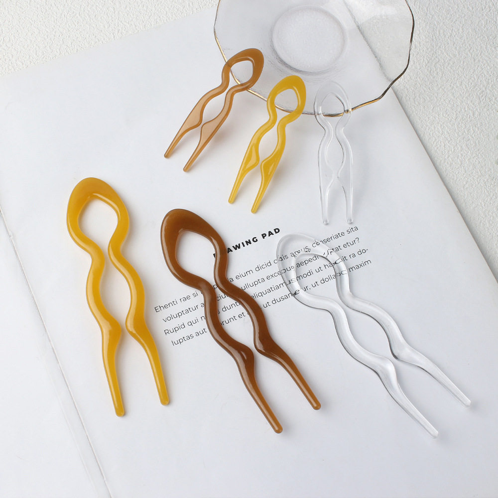 Ins Simple U-shaped Hairpin Women's High-end Feeling Ball Head Disc Hair Headwear 2024 New Style Bright Face Hairpin Elegant Hair Accessories