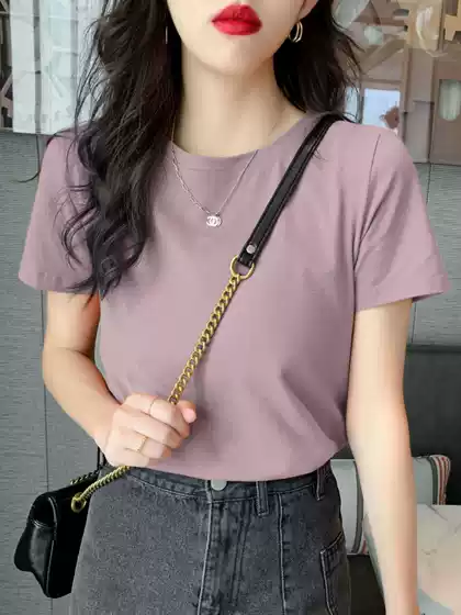 Women's Short-Sleeve T-Shirt, Pure Cotton, Solid Color, Casual Style, Korean Version, Summer, Loose Fit, Ins-Style, Japanese and Korean Casual
