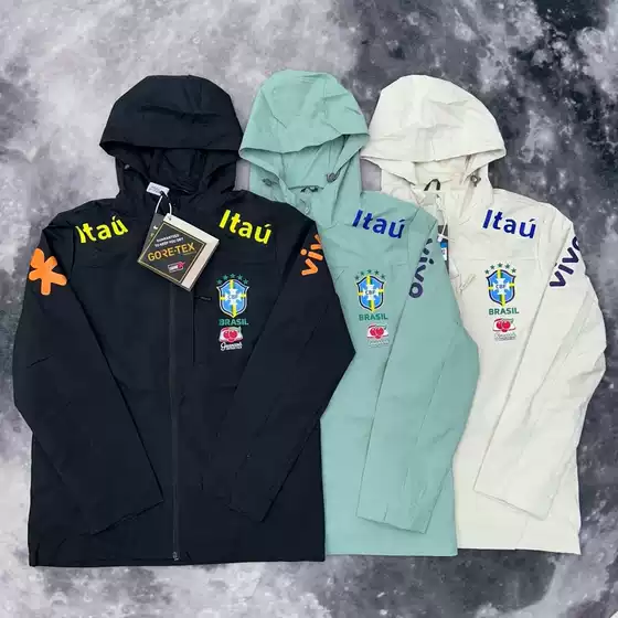 Brazilian Team Neymar's Same Style Windproof and Waterproof Jacket for Men and Women, Fleece-Lined, Thin Sports Winter Coat with Hood