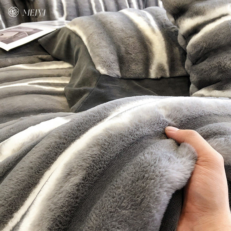 Thickened 10kg A winter milk velvet four-piece set 2023 new Danish mink fleece-lined bedding 1.8