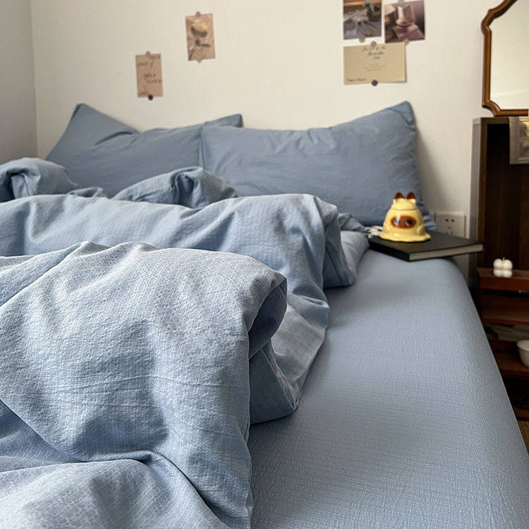 Category a Maternal and Infant Ins Simple Pure Color Super Soft Double-Layer Yarn Four-Piece Bed Bed Sheets Quilt Cover Student Dormitory Three-Piece Bed Bed Sheets Set