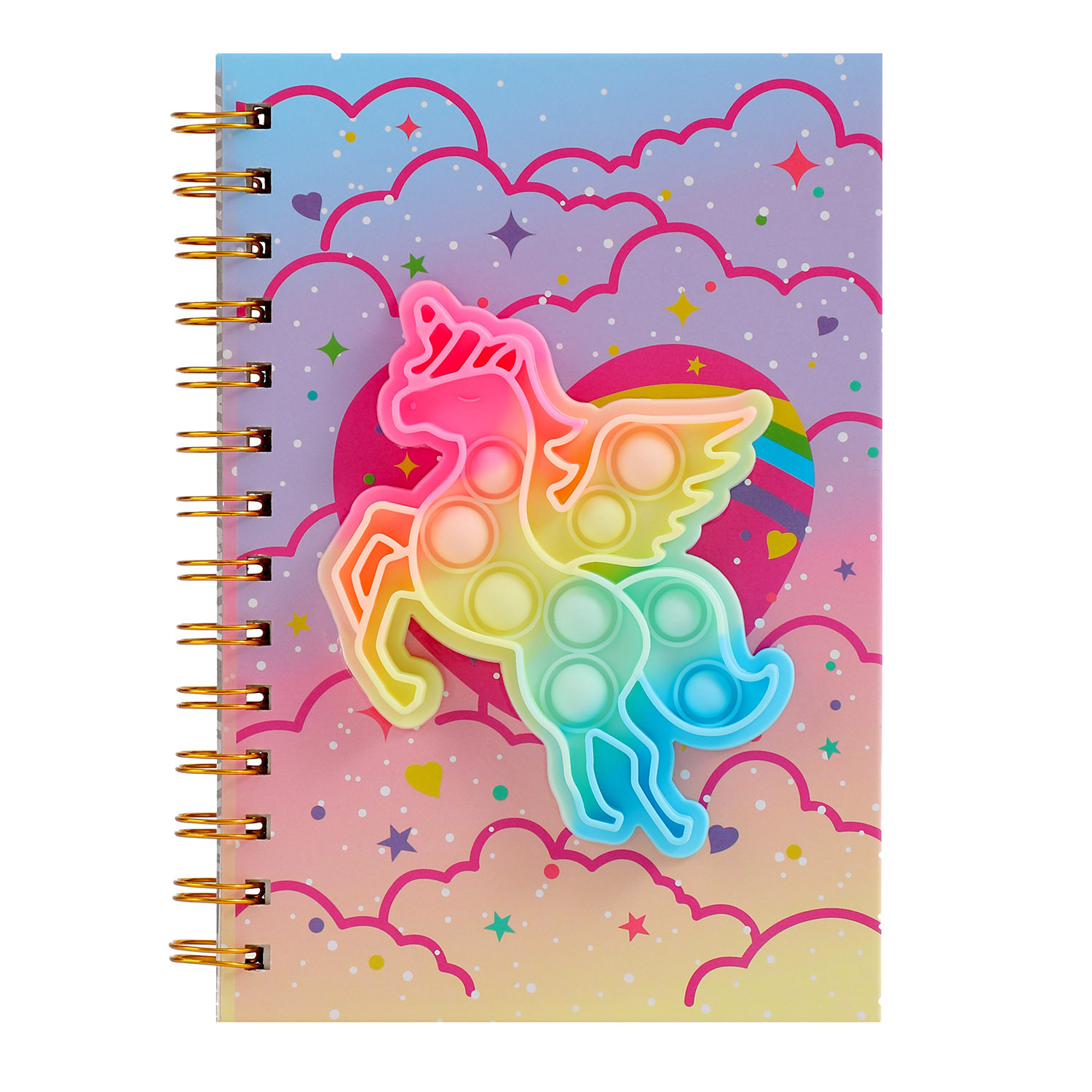Cartoon Unicorn Hard Surface Coil Book Student Silicone Bubble Notebook Decompression Journal Book Children's Gift Book