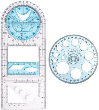 Multifunctional Ruler Combination Set for Primary School, Junior High School and High School Mathematics Measurement Drawing Compass Protractor Parabola
