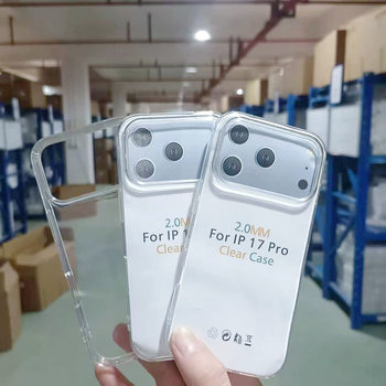 Suitable for iPhone Apple 17Pro Transparent Tpu Mobile Phone Case 2.0mm High Transparent Tpu Fine Hole Anti-Fall Protective Cover