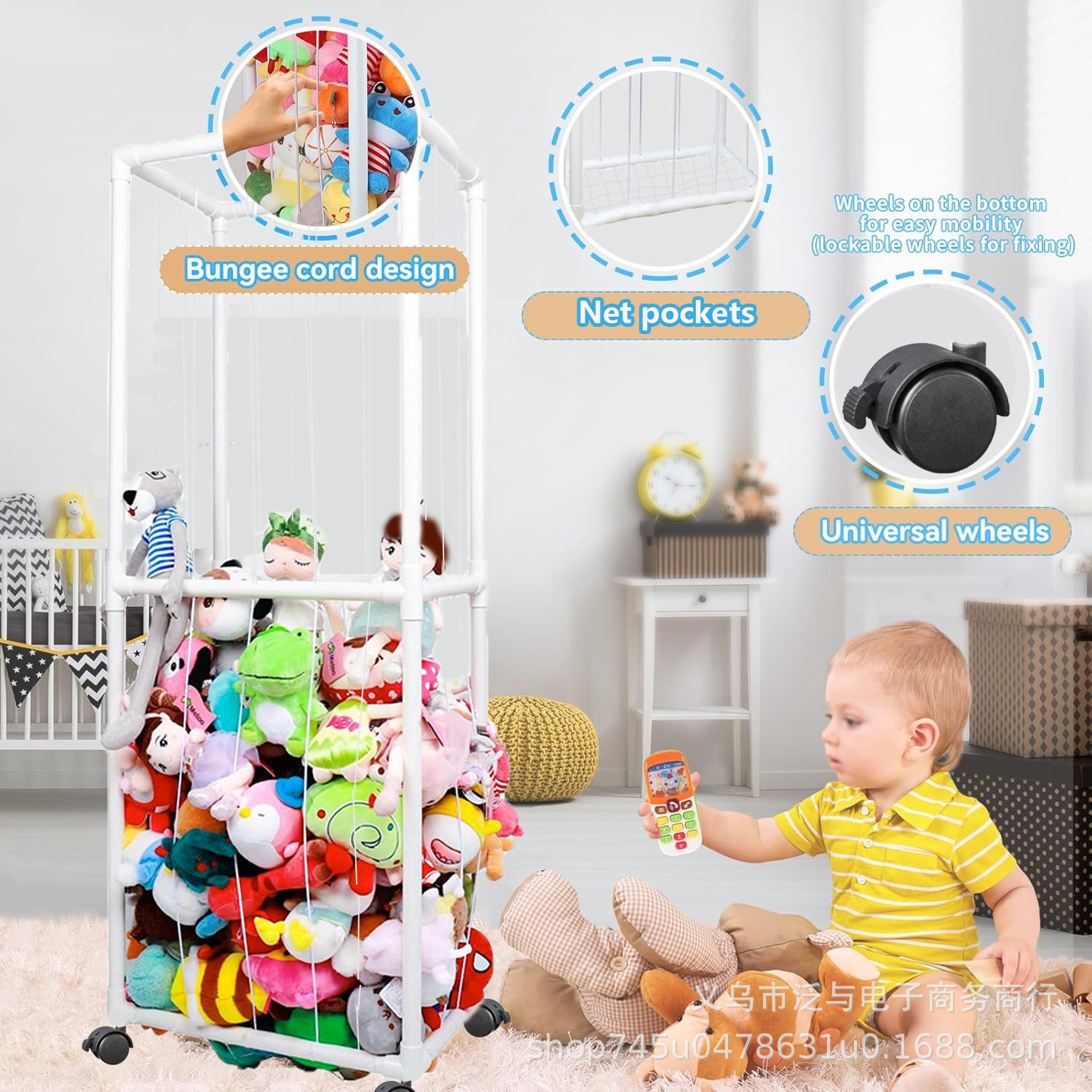 Storage Creative Stuffed Toy with Bottom Net Pocket Dustproof Cloth Doll Stuffed Storage Cage Room Organizer Doll