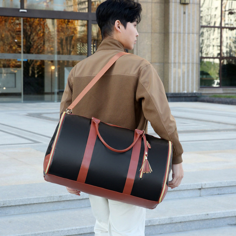 24 Cross-Border New Fashion Foldableing Suit Bag for Men and Women, Men's Multifunctional Travel Bag, Satchel Pu Storage Travel Bag