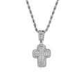 Silver white zirconium (with 124inch twist chain) t square diamond cross
