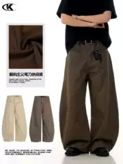 11KN American workwear casual curved pants for men and women, simple and washed trendy retro and worn, slim and wide leg casual pants