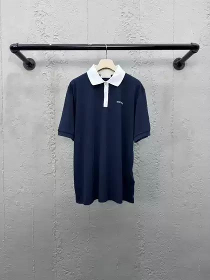 Correct Version Original Label in Stock Mu New Color-Blocked Logo Embroidered Short-Sleeve Polo Shirt Top Unisex