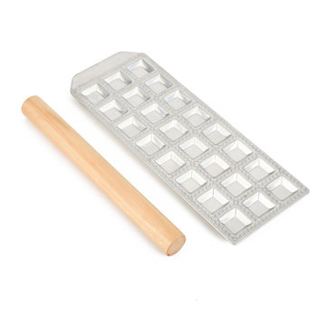 Cross-border New 24-grid Dumpling Mold with Rolling Pin Italian Dumpling Mold Dumpling Artifact Kitchen Tools
