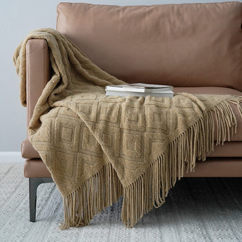 Blanket New Jacquard Knitted Bedside Towel Cover Blanket Sofa Blanket American Style Delivery Ready Autumn and Winter Blanket