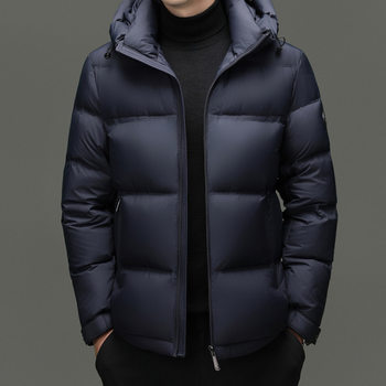 Winter New Men's Hooded down Jacket Thickened Warm Anti-Drilling White Duck down Graphene Coat Trendy Top