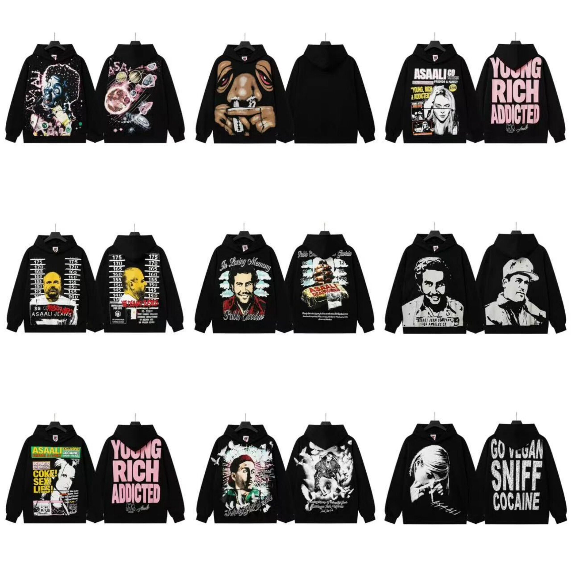 เสื้อฮู้ดลำลองผ้าฝ้ายแท้ พิมพ์ลายเรโทร สไตล์สตรีทแวร์แนวอเมริกัน ใส่ได้หลากหลาย แบรนด์ Asaali