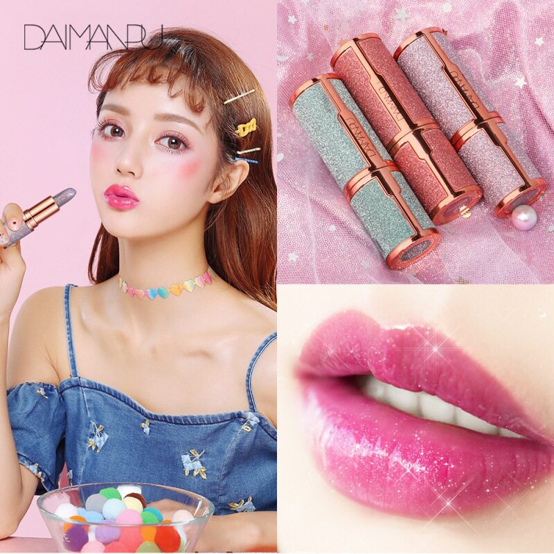 Daimanpu Starry Sky Jelly Lipstick Non-Stick Cup Temperature Changing Lipstick Girl Moisturizing Glitter Color Changing Lipstick Wholesale