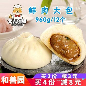 Heshanyuan Fresh Meat Buns Family Pack Quick-Frozen Buns Semi-Finished Commercial Pastry Pork Buns Breakfast Vegetable Buns