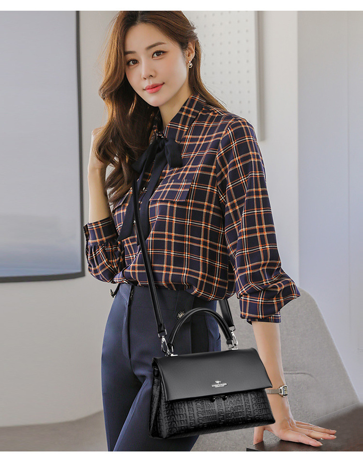 Túi xách nữ da PU dập nổi dáng ngang, túi đeo vai và đeo chéo tiện dụng — Màu cà phê, màu đen, Màu đỏ rượu, Màu lạc đà