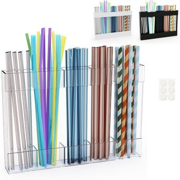 Acrylic Straw Holder for Cabinet Door Straw Storage Box Kitchen Straw Storage Shelf Small Kitchen Accessories