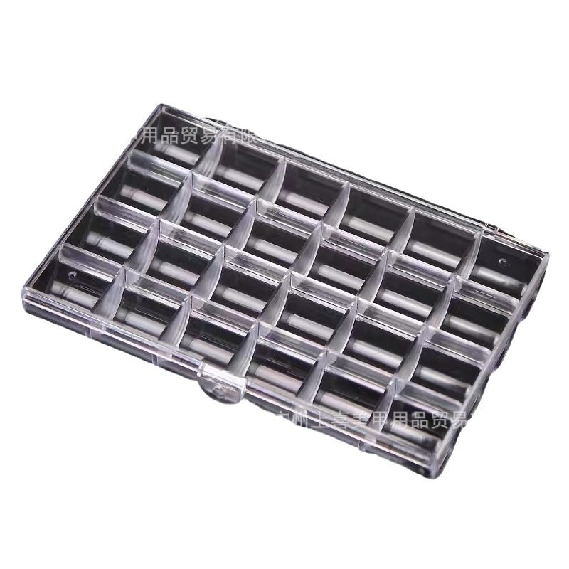 Manicure Tools 24-Grids Diamond Box Jewelry Box Diamond High-End Acrylic Empty Box Transparent Decorative Box with Lid Without Leaking Diamonds