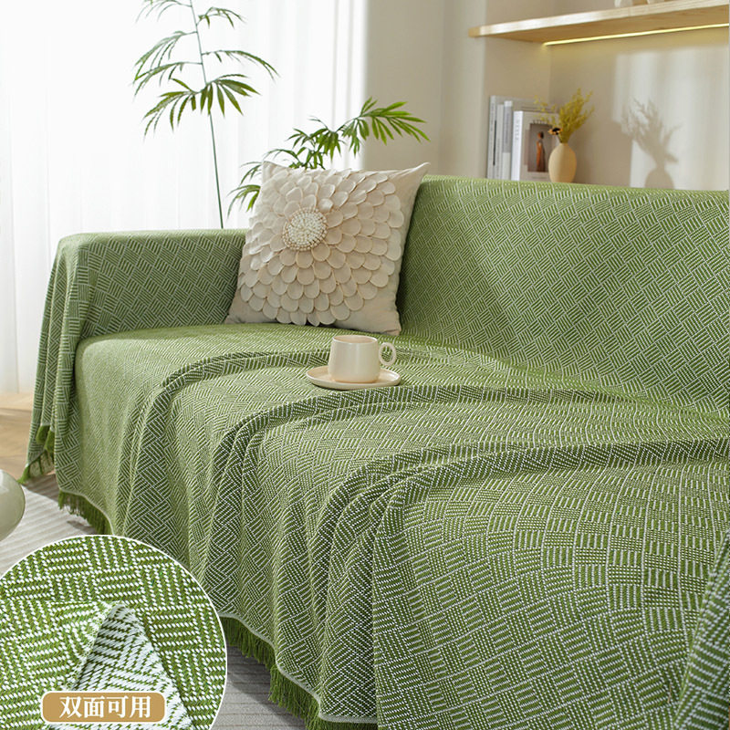 Sofa Towel Cover Ins Style Double-Sided Cotton Yarn Blanket Simple One-Piece Sofa Cushion Cover All-Inclusive Cover