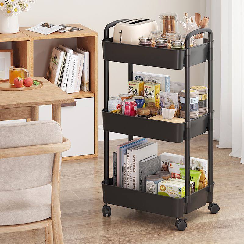 Trolley Storage Rack Floor Multi-layer Mobile Kitchen Vegetable Basket Bathroom Toilet Snack Storage Box Bookshelf Cabinet
