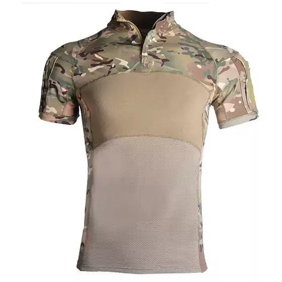 Cross-Border Knitted Frog Suit Short-Sleeved Stretch Camouflage Training Suit Tactical Top Outdoor Sports Stretch Men's T-Shirt