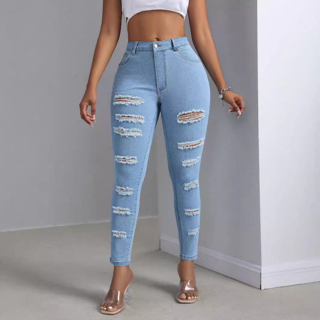 Skinny Ripped Jeans for Women Stylish Versatile Comfortable Fit Casual Wear Everyday Use Wholesale Available