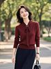 Red Lace-Up Slim Long-Sleeved Knitwear for Women in Spring and Autum New Style, Elegant and Light, Mature Style with Skirt Two-Piece Set
