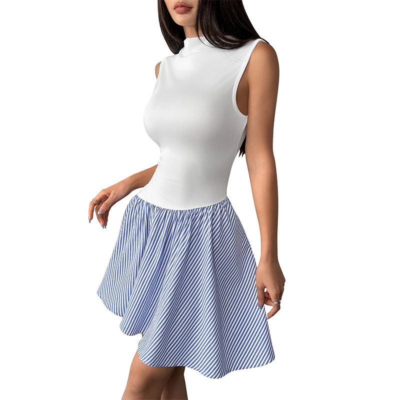 Striped Color Block Dress Minimalist Design Office Wear Elegant Style Wholesale Available OEM ODM service