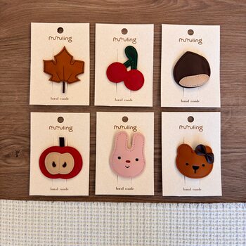 Korean Style Children's Hair Clip Leather Girls' Side Clip Cherry Rabbit Girl's BB Clip Hand-stitched Baby's Bangs Clip Hair Accessories