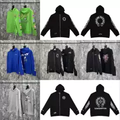 24Ss New High Quality Chrome Hearts Horseshoe Cross Hooded Zipper Sweatshirt Factory Wholesale