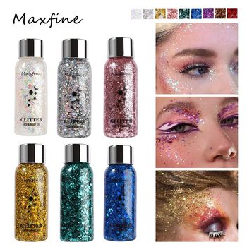 Cross-border makeup MAXFINE liquid eye shadow suit wholesale large sequins gel flash body milk nightclub stage