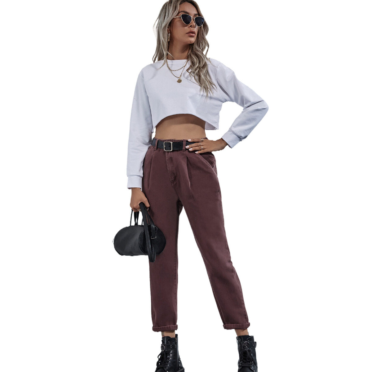 High Waisted Straight Leg Jeans Fashionable Design Comfortable Fit Versatile Style Autumn Winter Collection