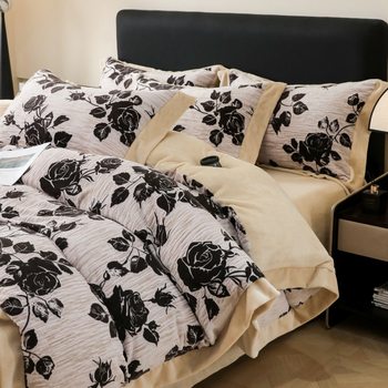 Thickened Carved Milk Velvet Four-Piece Set 2025 New Coral Velvet Winter Flannel Bed Sheetss and Quilt Covers Bedding