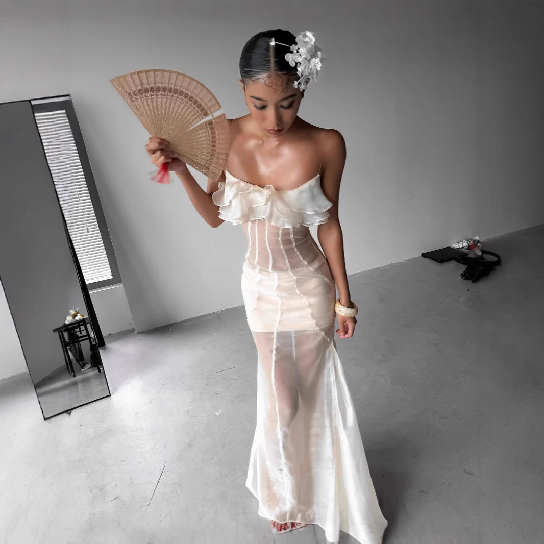 (Mới) Mã B0309 Giá 1420K: Váy Đầm Liền Thân Dáng Dài Nữ Dotdan Lưới Mỏng Kiểu Đuôi Cá Thời Trang Nữ Chất Liệu G04 Sản Phẩm Mới, (Miễn Phí Vận Chuyển Toàn Quốc).
