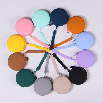 Silicone Round Coin Purse Cartoon Data Cable Earphone Bag Storage Zipper Key Bag Portable Storage Small Bag