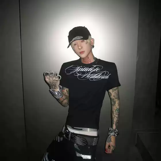 26Ss Floral Digital Print Regular Shoulder T-Shirt American Retro Short-Sleeve Unisex Summer Small Neckline Half-Sleeve Top