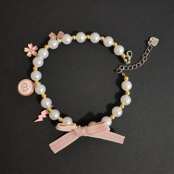 Pet Pearl Necklace Scarf Cat Dog Collar Summer Cool New Tear-resistant Accessories Hanging Ornaments