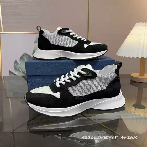 European Spring and Autumn Trendy B25 Letter Casual Low-Top Men's Shoes with Floral Embroidery Thick-Soled Fashion Sneakers