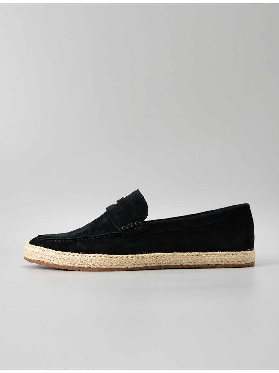 Giày lười nam Luofan chất liệu cashmere, đế cói đan thủ công, không dây, đa năng — màu đen, Màu xanh dương, màu xám, Xanh lá cây