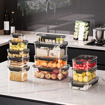 Kitchen refrigerator storage box transparent thick refrigerator storage box food grade fresh-keeping box sealed box food storage box