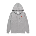 Gray red heart zipper
