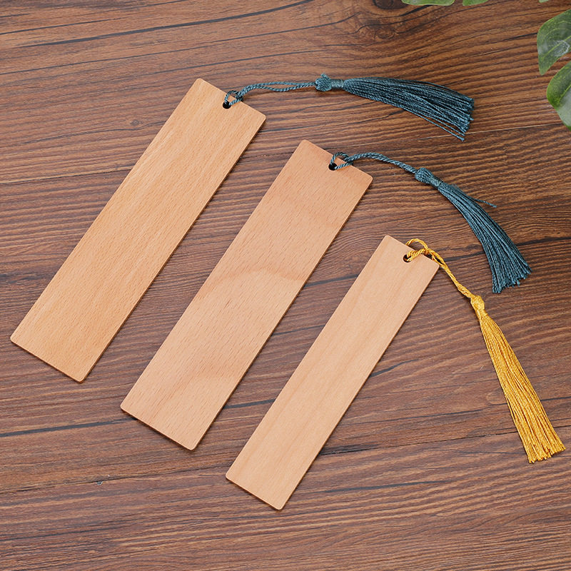 Bamboo Antique Bookmark Creative DIY Carving Wooden Craft Bookmark Polished Wooden Bookmark Square Blank Tag