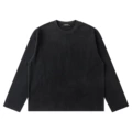 Washed black boxy short and wide long sleeves 260g pure cotton