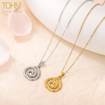 TOHM Fashion Titanium Steel Clavicle Chain 18K Electroplated Creative Advanced Sense Pendant All-match Stainless Steel Swirl Necklace Women