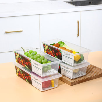 Thick transparent crisper refrigerator vegetable and fruit storage box with plastic food sealed box flip crisper