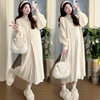 2024 Soft Waxy Knitted Coat Inclusive Great All-match Slim-looking Two-piece Set with Base Skirt