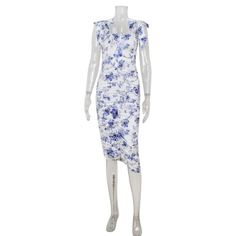 Floral Print Bodycon Dress Fresh and Sweet Design Slim Fit Adjustable Straps Spring Summer Occasion Wholesale