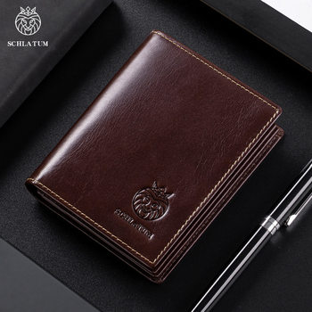 Lion Leiden First Layer Cowhide RFID Anti-theft Brush Wallet Men's Short Genuine Leather Retro Cross-border Men's Vertical Wallet