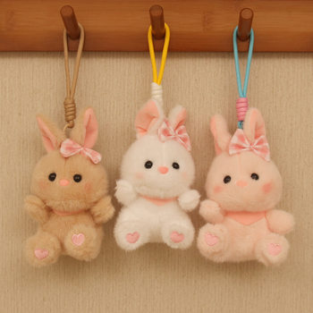 Internet Celebrity Cute Bunny Pendant Plush Toy Doll Cream White Rabbit Bag Pendant Keychain Doll Doll