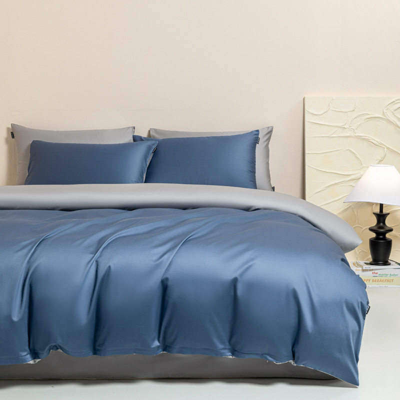 100-Count Long-Staple Cotton Four-Piece Set, 100% Pure Cotton Single Duvet Cover, Bed Sheet, Simple Solid Color Student Bedding Three-Piece Set